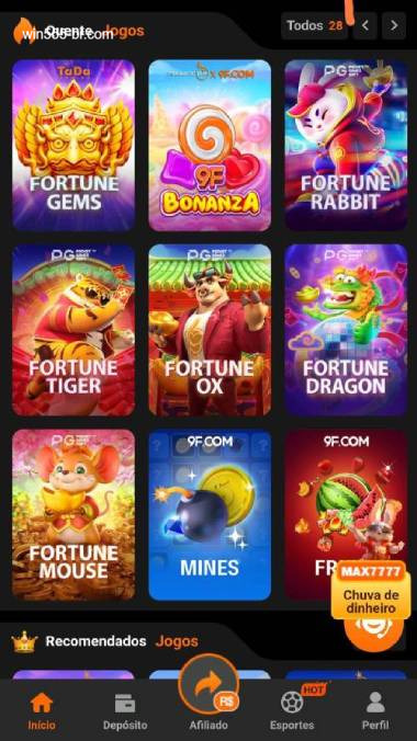 Aplicativo móvel WIN555 para iOS e Android